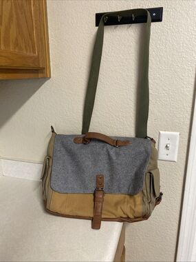 Something Strong Tri-Color Canvas And Wool Messenger Messenger Bag